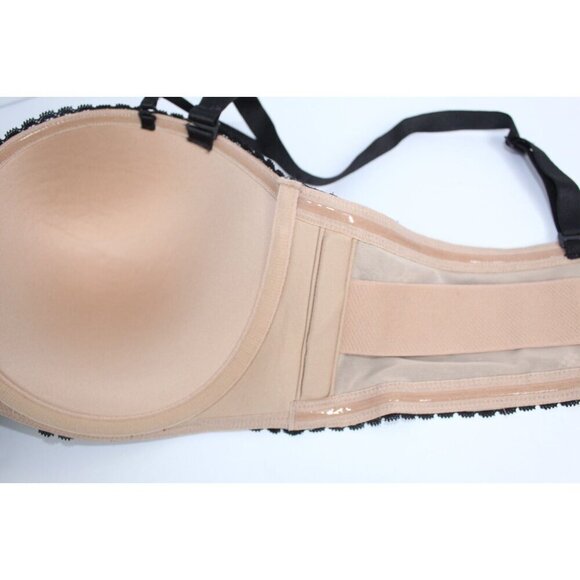 Torrid Curve Push Up Strapless Size 44D Black Beige Lace Wired Padded Bra NWT - Picture 12 of 15